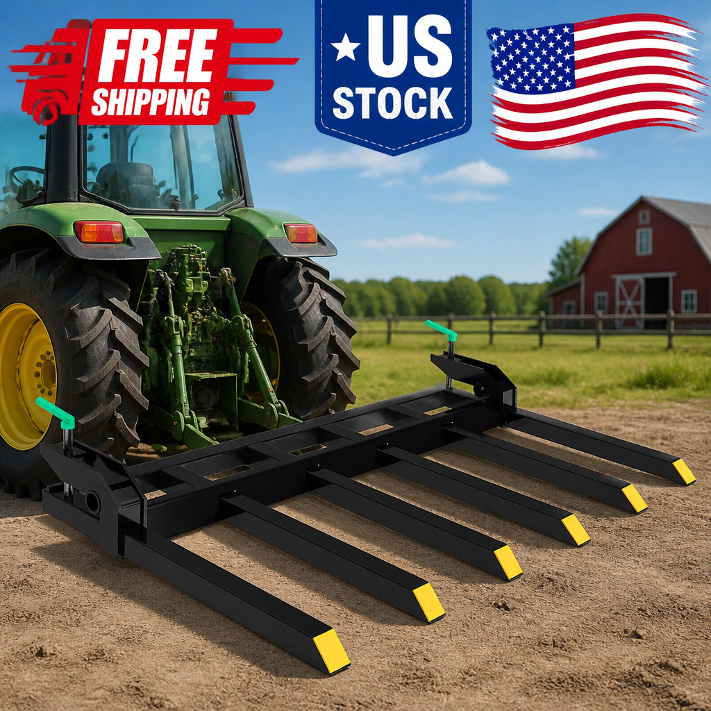 Heavy Duty Clamp-On Debris Forks for 60" Bucket – 4000 lbs Loader & Tractor Pall