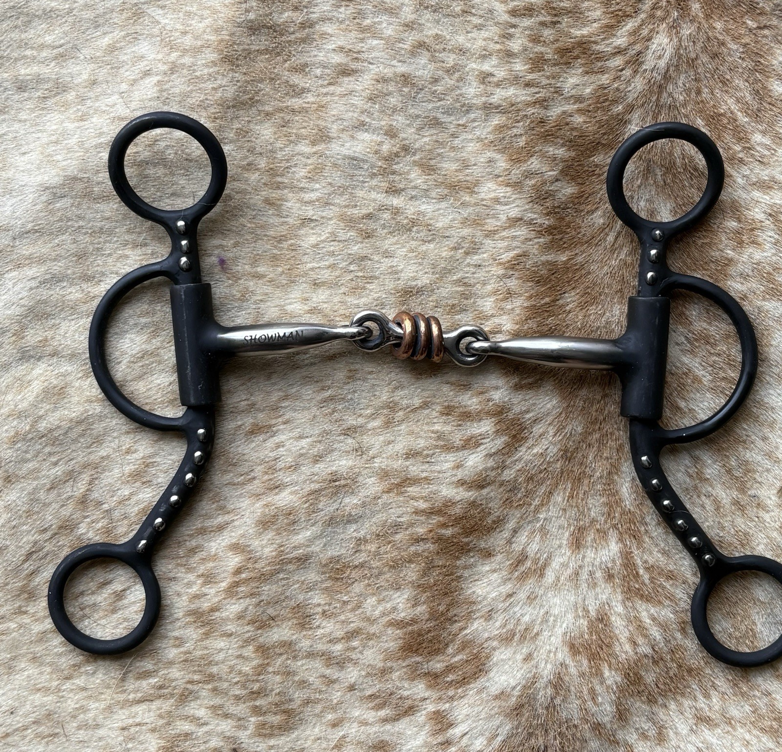 Western Black Steel Bit 5” Three Piece Mouth Copper Rollers FREE SHIPPING