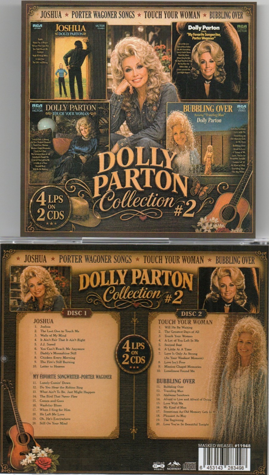 DOLLY PARTON-JOSHUA/P.WAGONER SONGS/TOUCH YOUR WOMAN/BUBBLING OVER 4LPs/2CDs