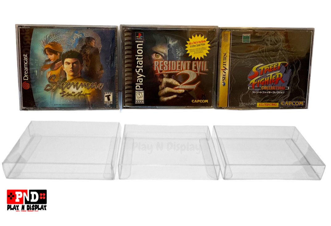 1 SEGA SATURN DREAMCAST DUEL JEWEL CASE PROTECTIVE SLEEVE BOX PROTECTOR CLEAR