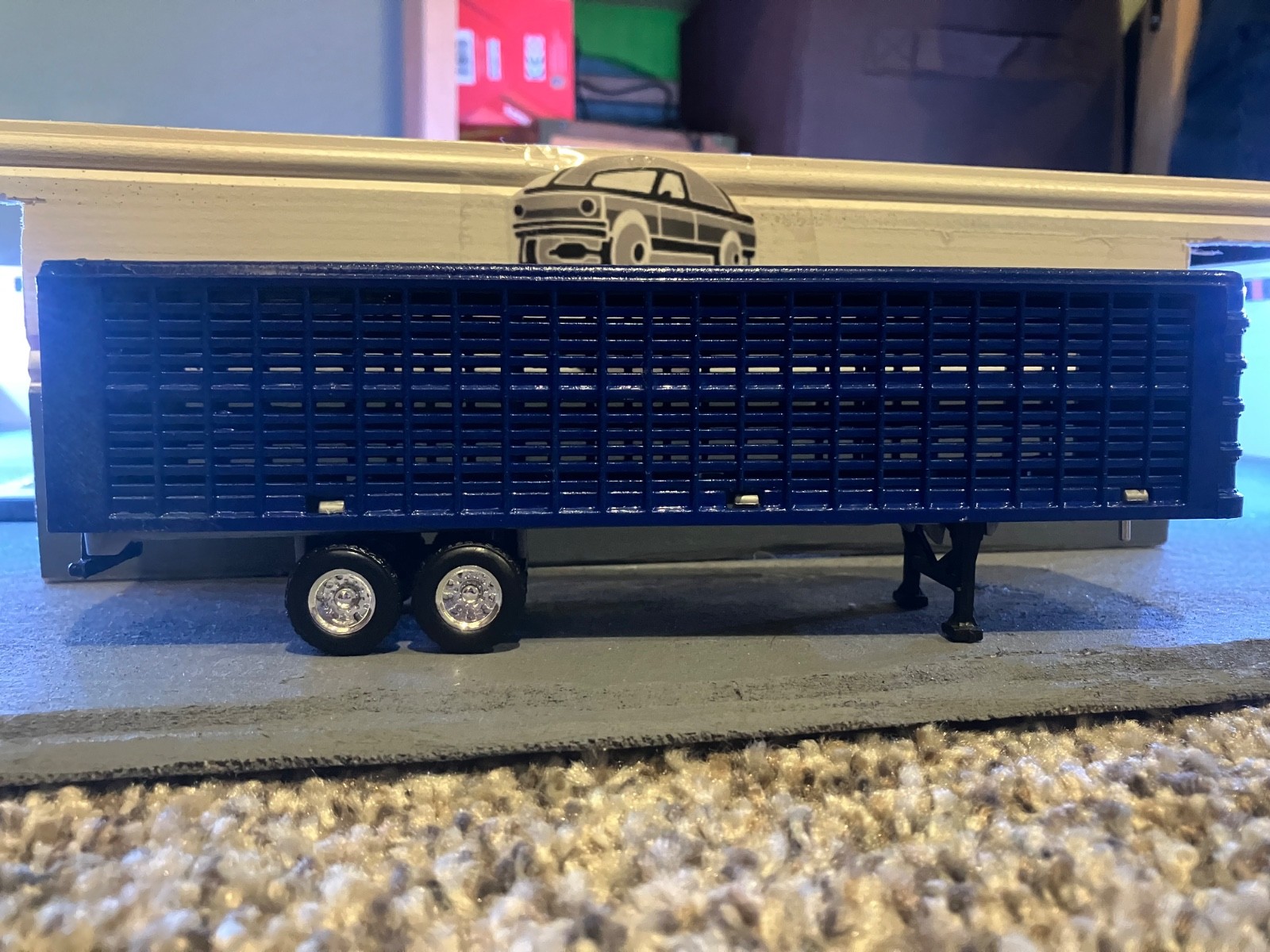 1 64 scale custom blue ertl cattle trailer