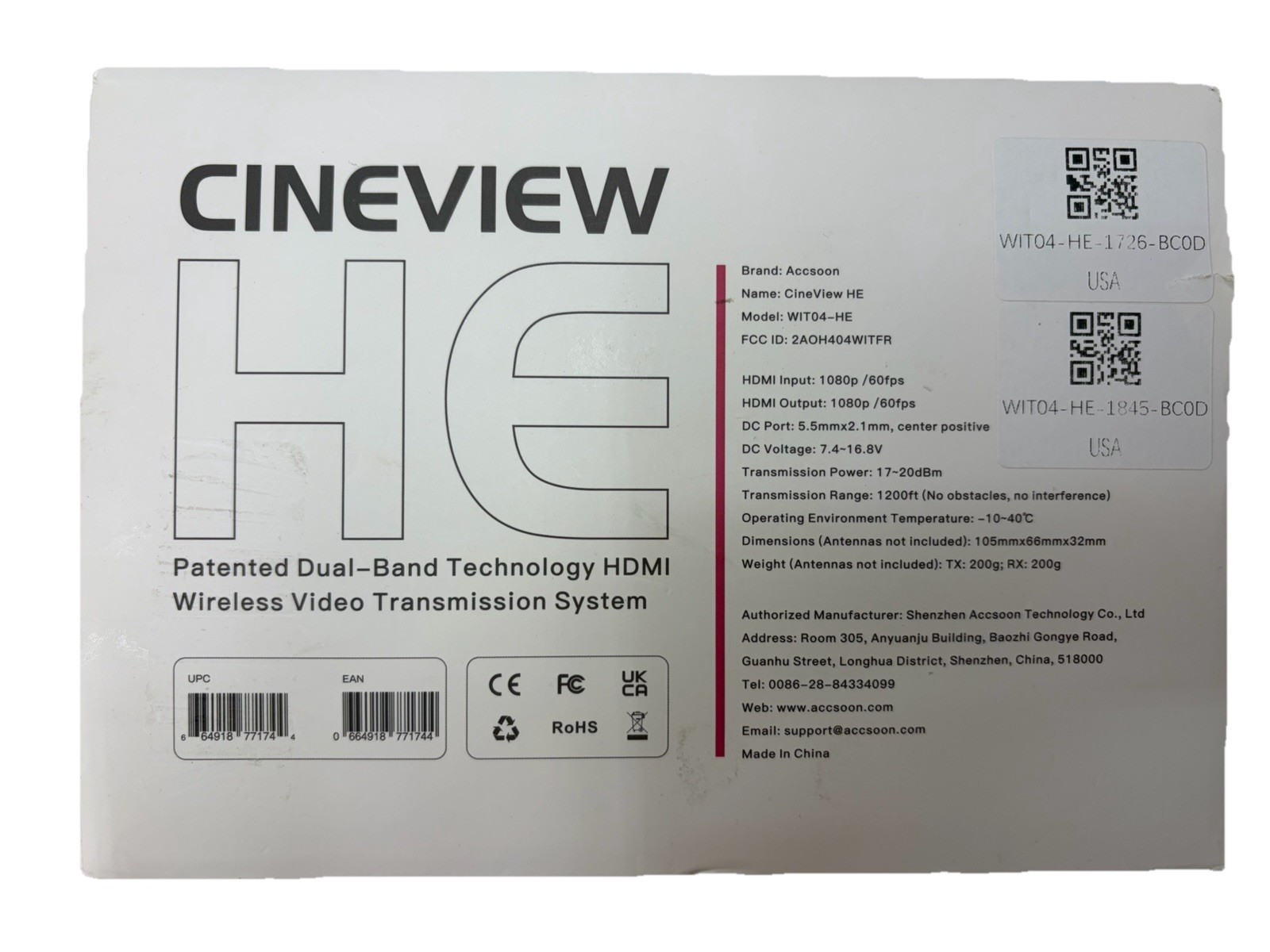 Accsoon CineView HE Wireless Video Transmission System Transmitter&Receiver Kit