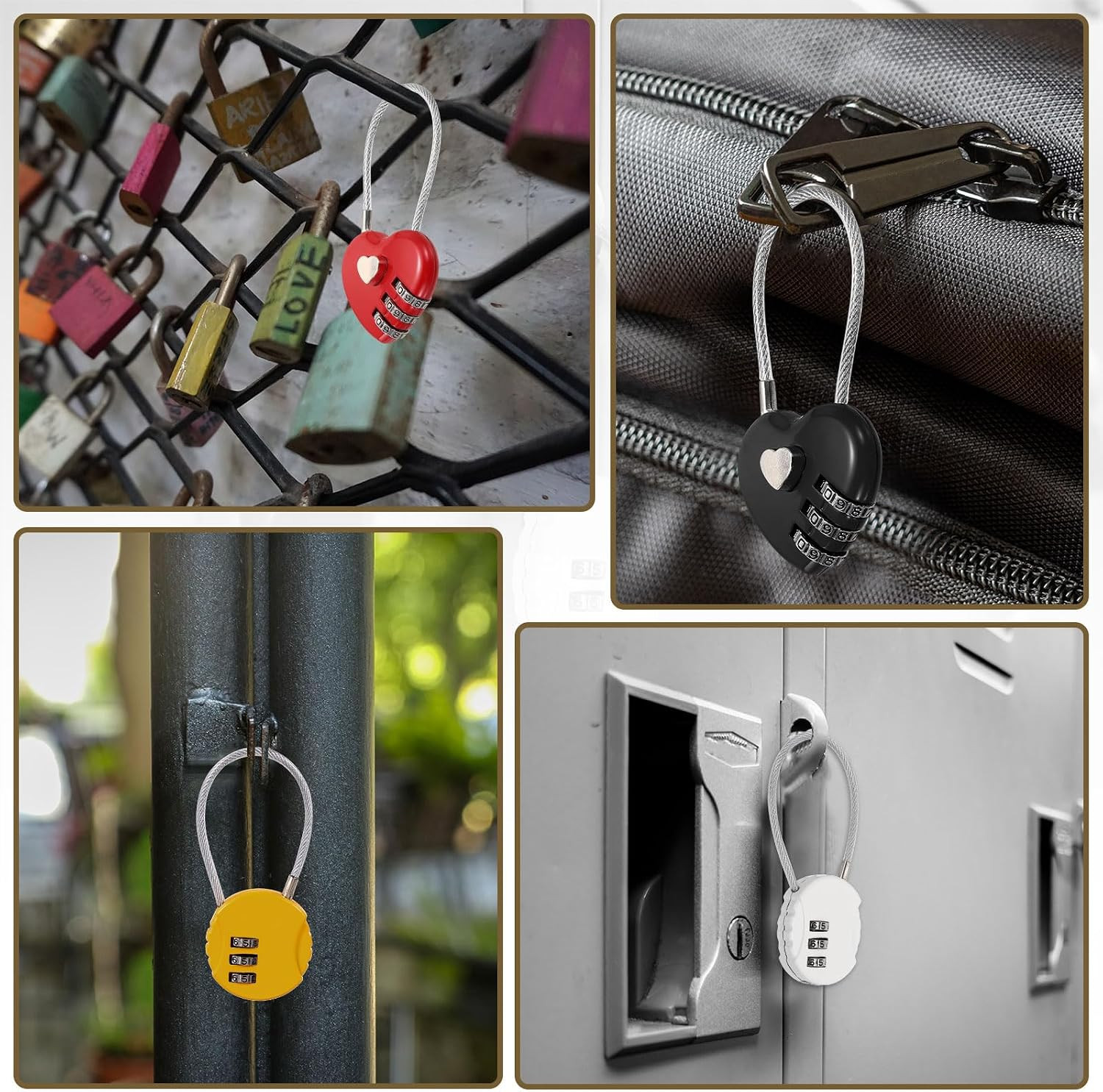 1-Pack Combo Padlock Round 3-Digit Password, Black | Zinc Alloy Cable Luggage...