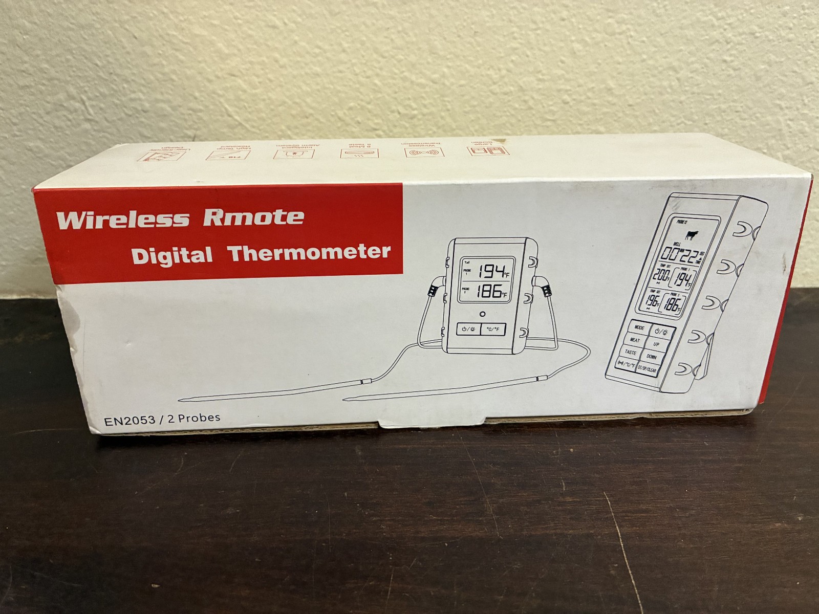 Wireless Remote Digital Thermometer, EN2053, 2 probes, New