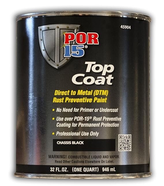 New POR-15 45904 (Semi-Gloss Chassis Coat Black Top Coat Quart) Free Shipping