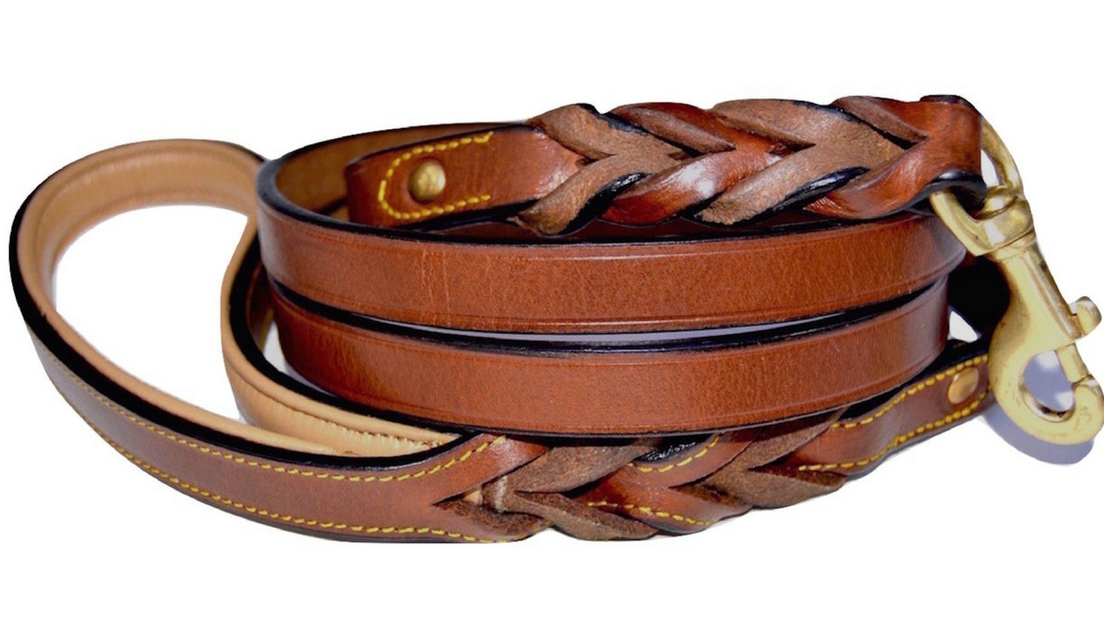 Leather Braided Dog Leash, Brown 6ft x 3/4 Inch, Naturally Tanned 6 Foot Full...