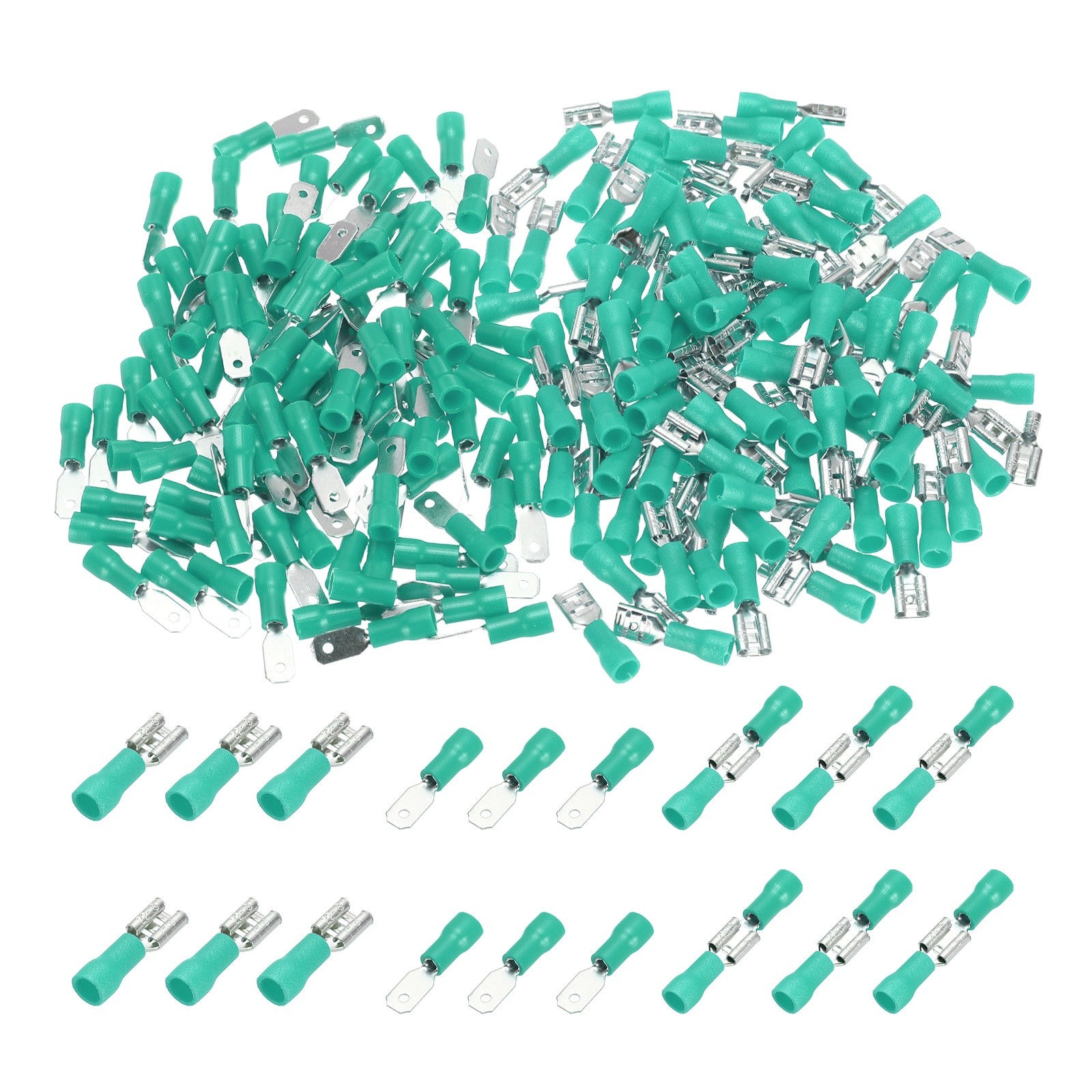 100 Set Heat Shrink Wires Terminal, 22-16AWG Green Insulated Crimp Terminal
