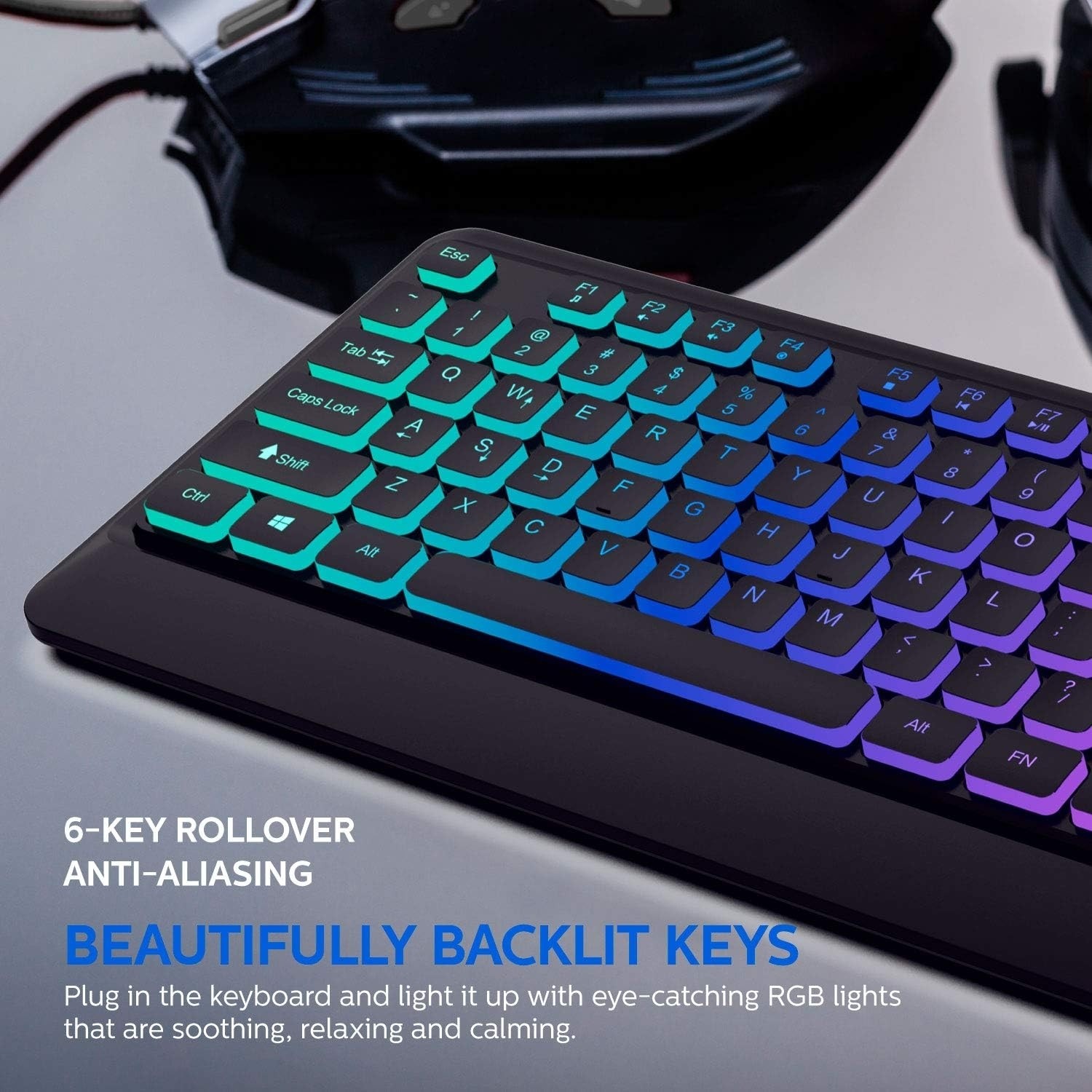 Philips UltraSlim USB Keyboard Low-Profile Wired PC Keyboard RGB Backlit SPK8294