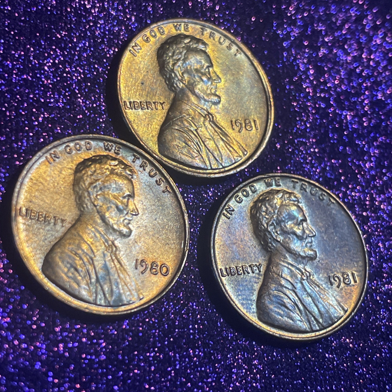 1981 & 1980 Lincoln Penny, Naturally Toned, From Bu Roll