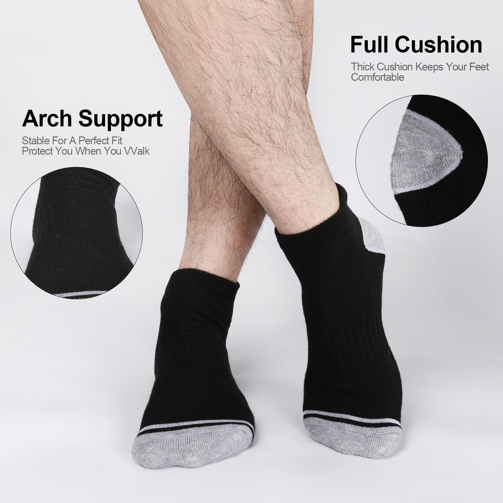12 Pack Mens Ankle Socks Athletic Running Cushioned Breathable Low Cut Sports...