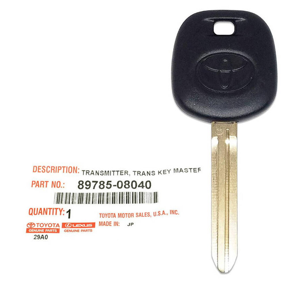 NEW OEM Transponder Key Chip Ignition with Logo Toyota Uncut Blade 89785-08040