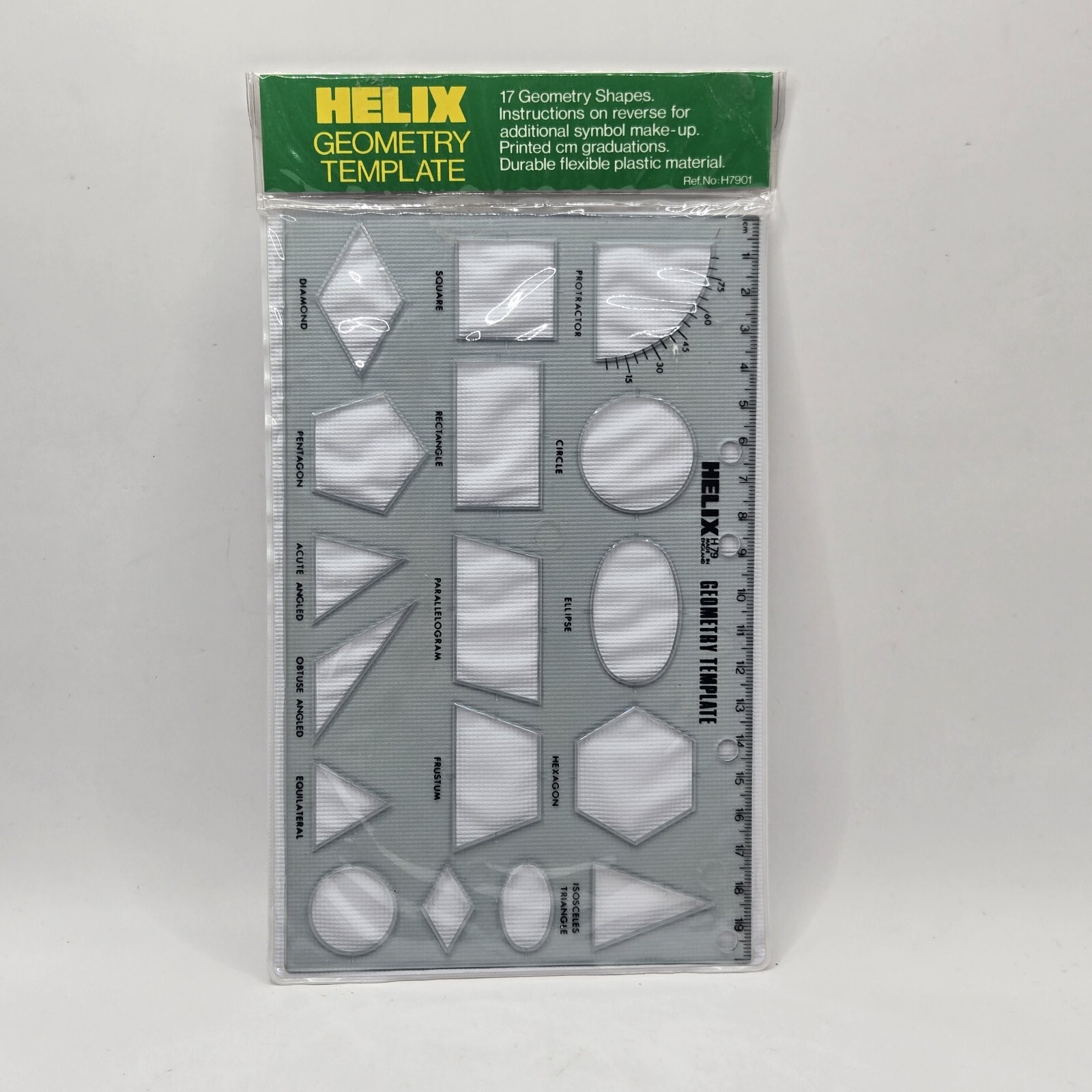 3 Hollow Stencils Geometry Ruler Measurement Template Drafting Indoor Helix VTG