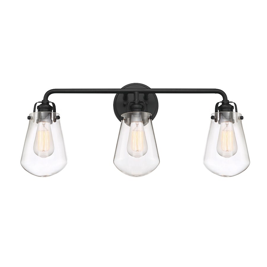 Designers Fountain Elliott 3 Light Bath Bar Vanity, Black/Clear - D216M-3B-MB