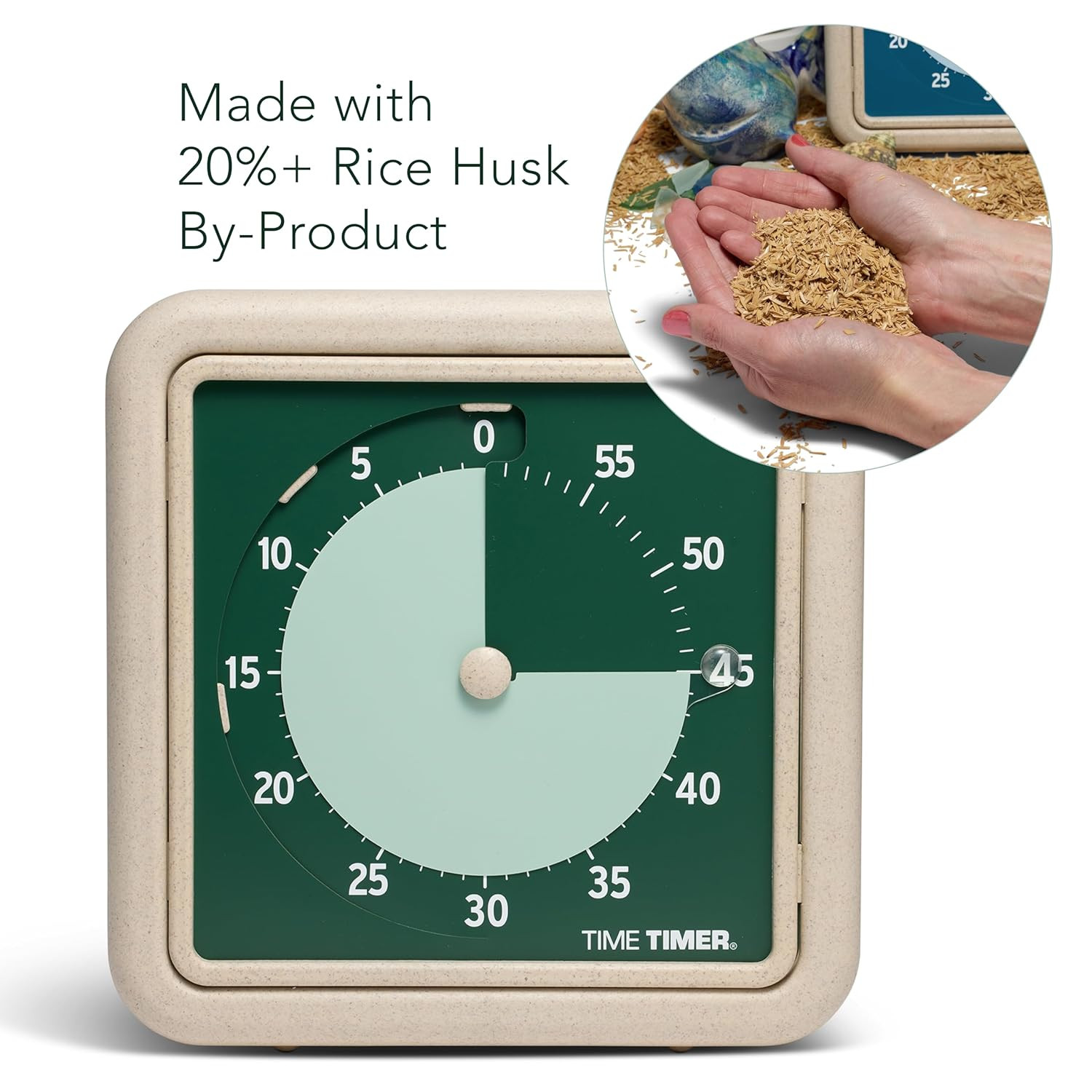 **Retro 8 Inch Visual Timer 60 Minute Desk Countdown Clock Eco Friendly Green**