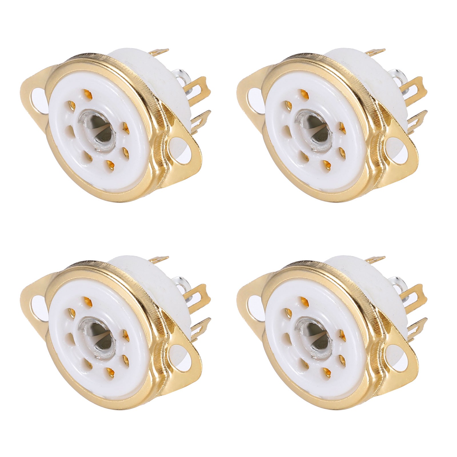 4 Pcs 7-Pin Tube Socket Ceramic Vacuum Tube Protect Tube Pin Socket White