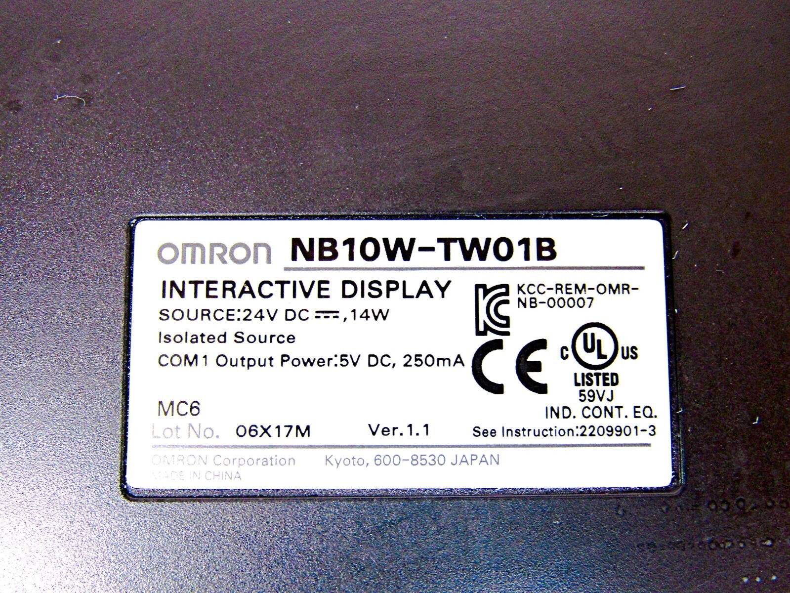 Omron display NB10W-TW01B
