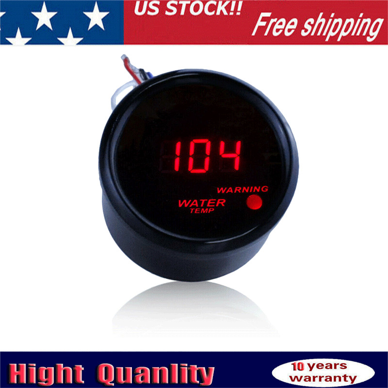 2" 52mm Black Car Truck Digital Red LED Water Temp Temperature LED Gauge Kit