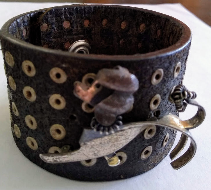 "POODLE" LEATHER CUFF BRACELET- Handmade/New