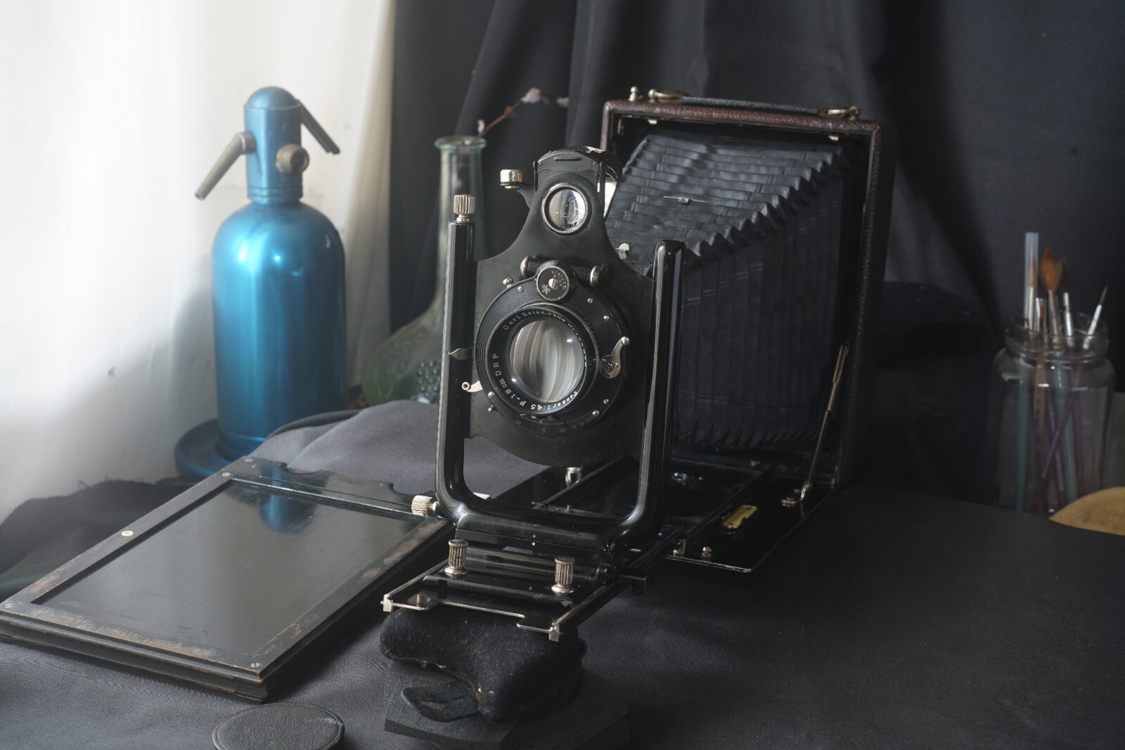 Ica Ideal 385 13x18 Record Camera 1913 Great Shape Film Holder 737/13 Zeiss Lens