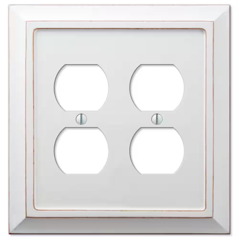 Savannah 2 Gang Duplex Wood Wall Plate - White