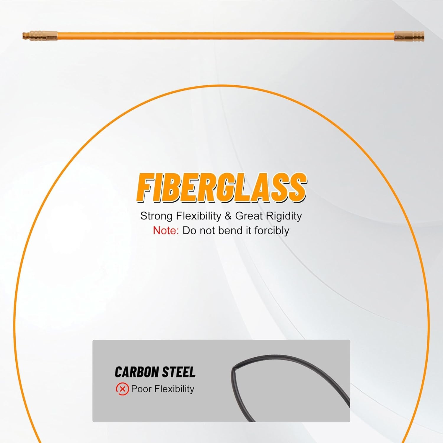 33FT Wire Puller Rods with Durable Fiberglass Material and Multiple Attachments