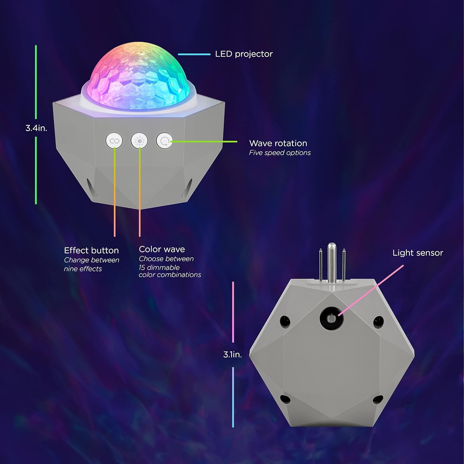 Enbrighten Galaxy Projector – Wall Plug-in Night Light with White - Plug-In