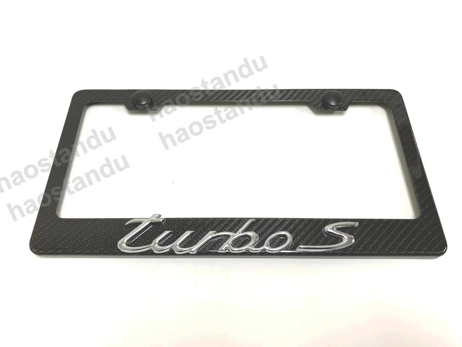 1x TURBO S" 3D Emblem Real 3K TwillWeave CARBON FIBER License Plate Frame Holder