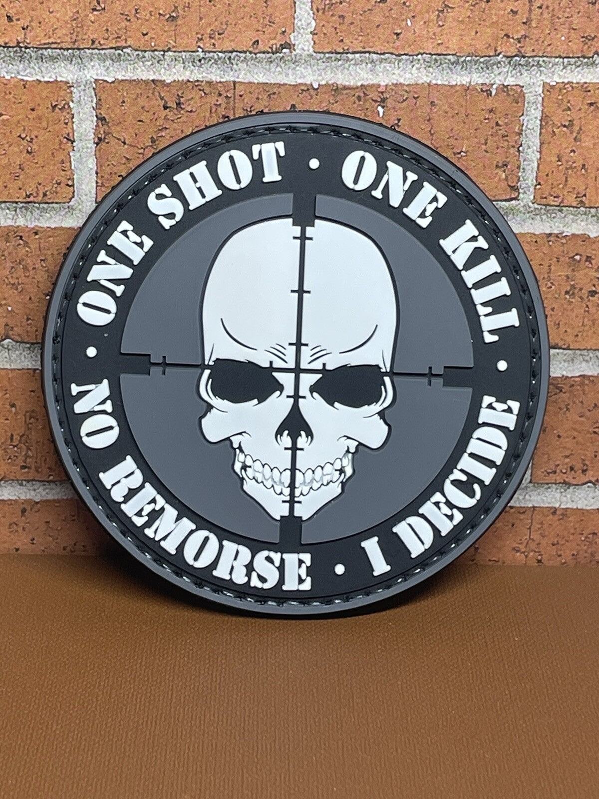 Tactical PVC Patch - Sniper Gun Patch - Hook Loop Morale Skull One Shot Patch