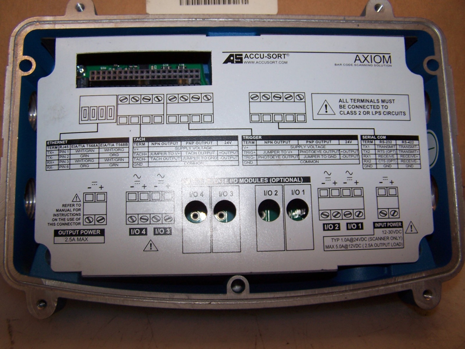 ACCU-SORT 0104636001 BAR CODE SCANNER WIRING BASE AXIOM