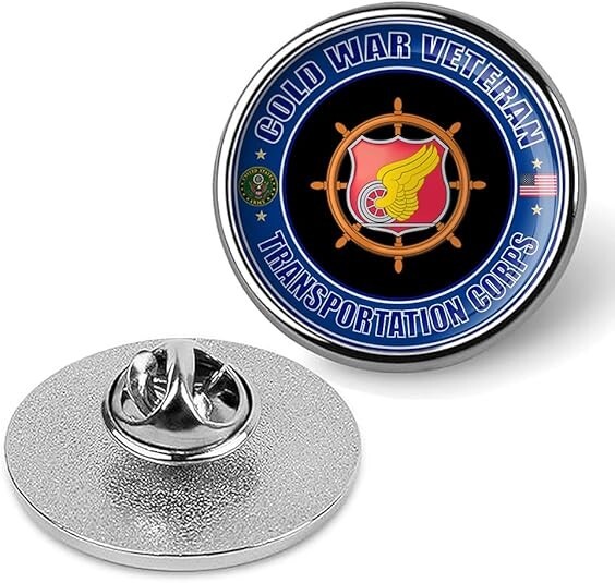 Cold War Veteran Transportation Corps Tie Suit Shirt Military Lapel Pin - Silver