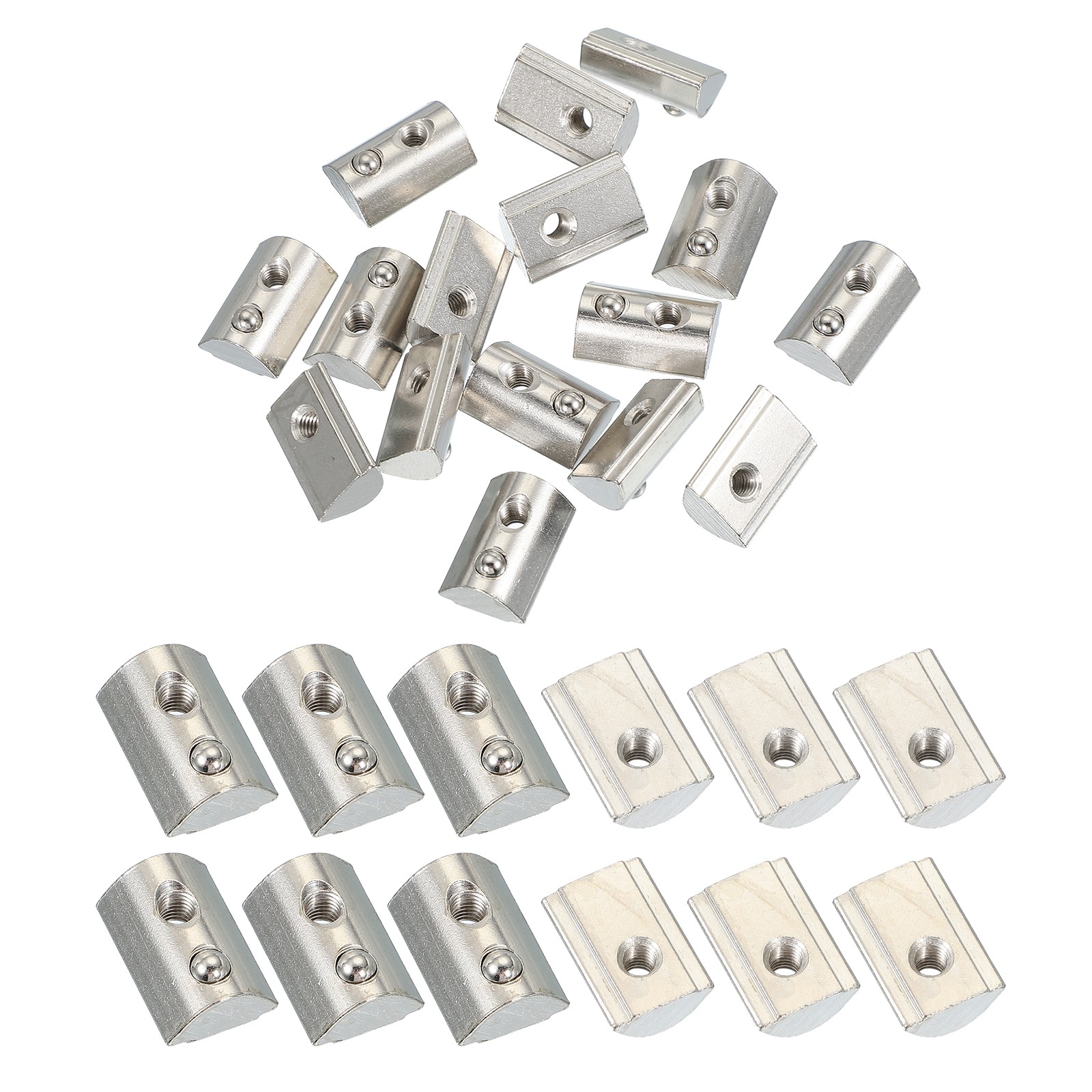 4545 Series M5 t Slot Nuts Roll-in Spring Ball Loaded Elastic Nuts Silver 20pcs