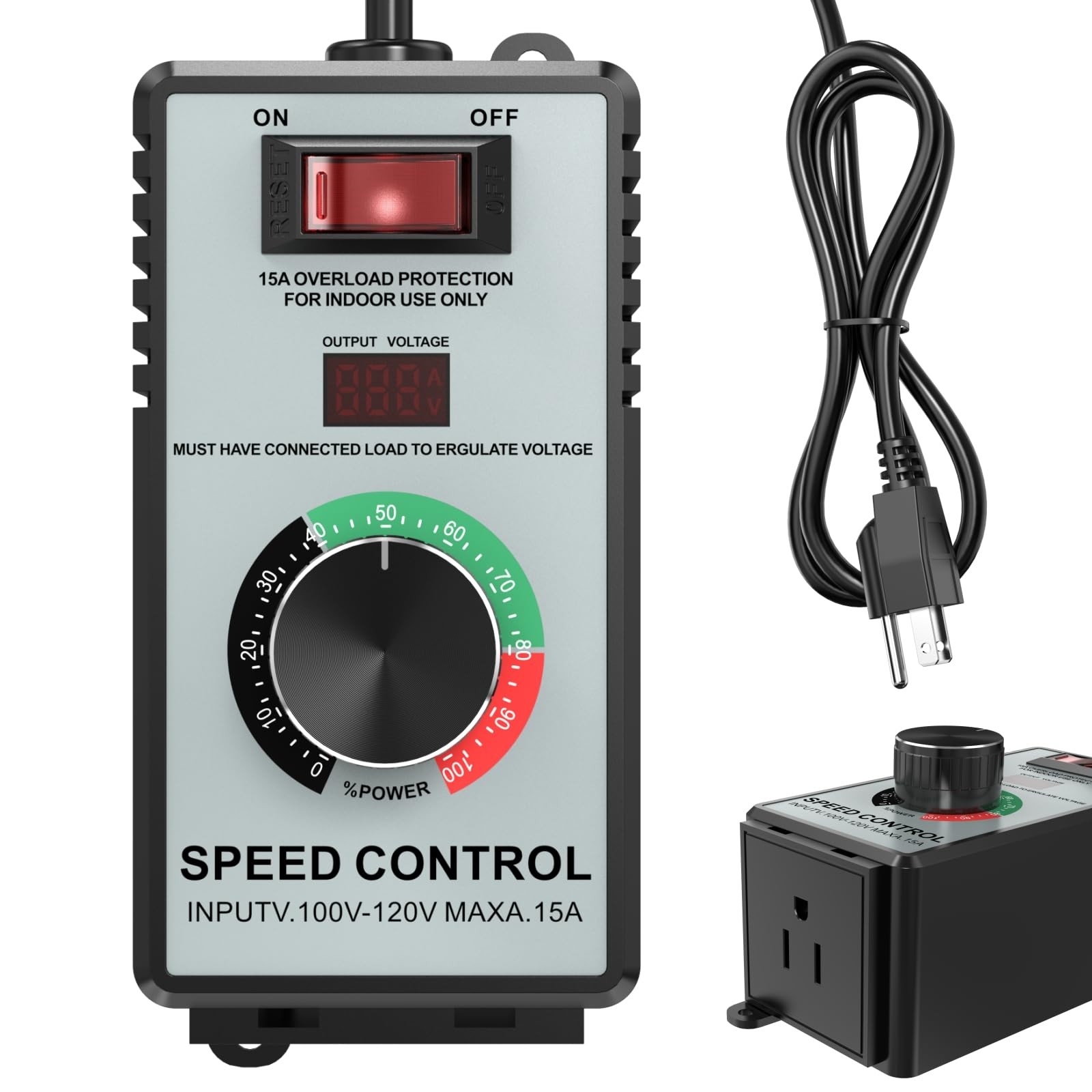 High-Capacity AC Motor Speed Controller 120V 15A 4000W - Universal Variable S...