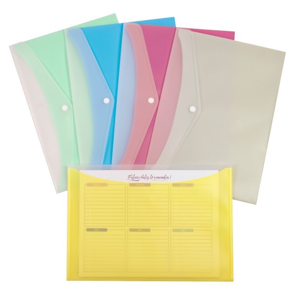 C-Line Snap N Go Poly Envelope Asst Colors Snap Closure Individual School Office