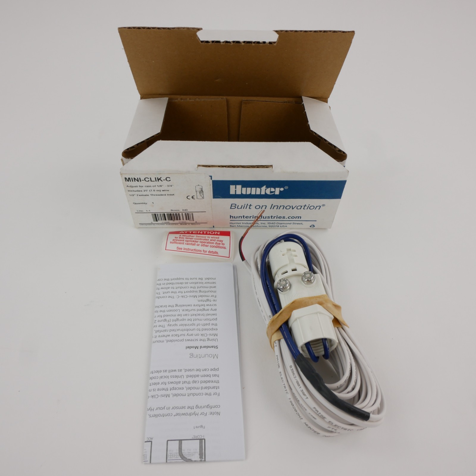 NEW Hunter Pro-C PC-400 Outdoor 4-Station Controller & Mini-Clik Rain Sensor NIB