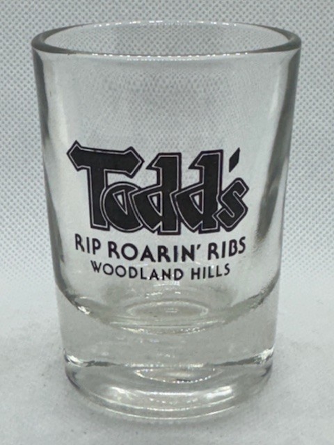 Todds Rip Roarin' Ribs Woodland Hills Large Clear Shot Glas