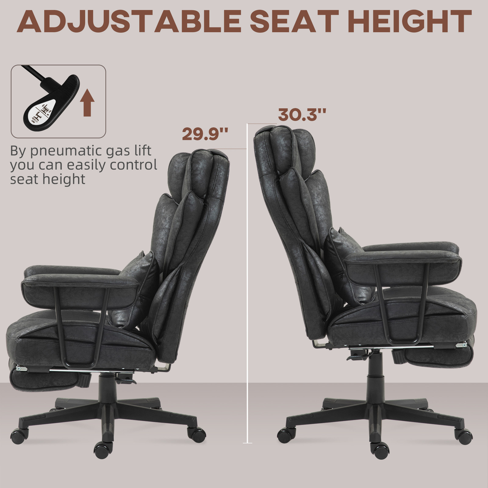 396lbs. Big and Tall Massage Office Chair with Footrest, Black