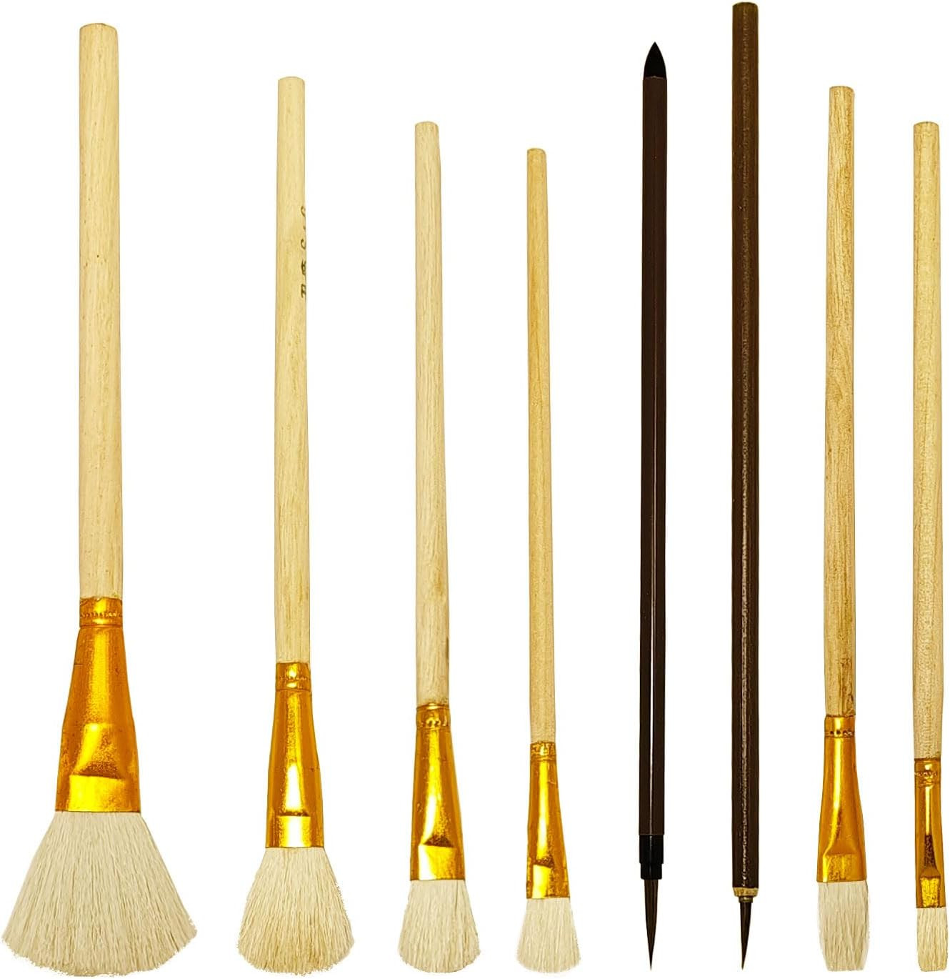 8 PCS Pottery Glaze Brushes Wool Tools Supplies Underglaze Kids Adults Art