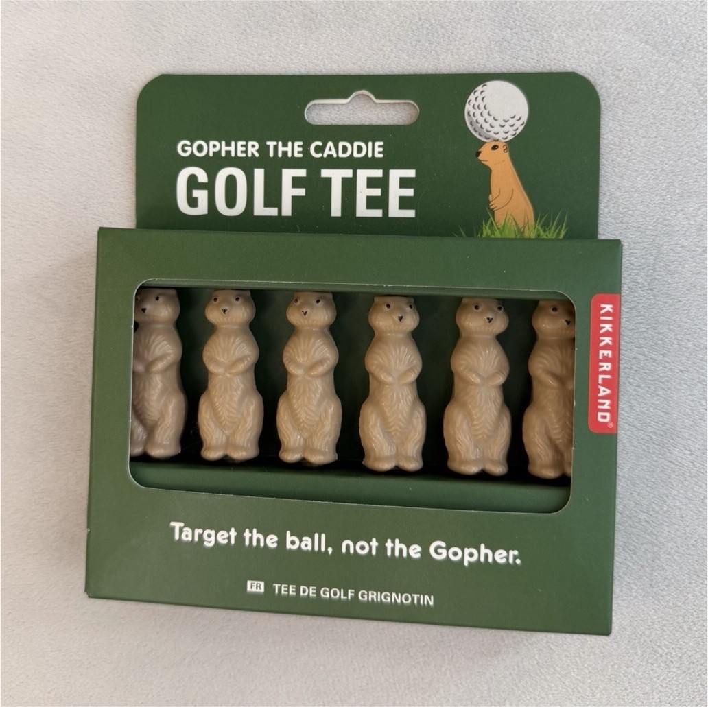 Kikkerland Design Gopher the Caddie Golf Tee Set of 6 Gopher-Shaped Tees