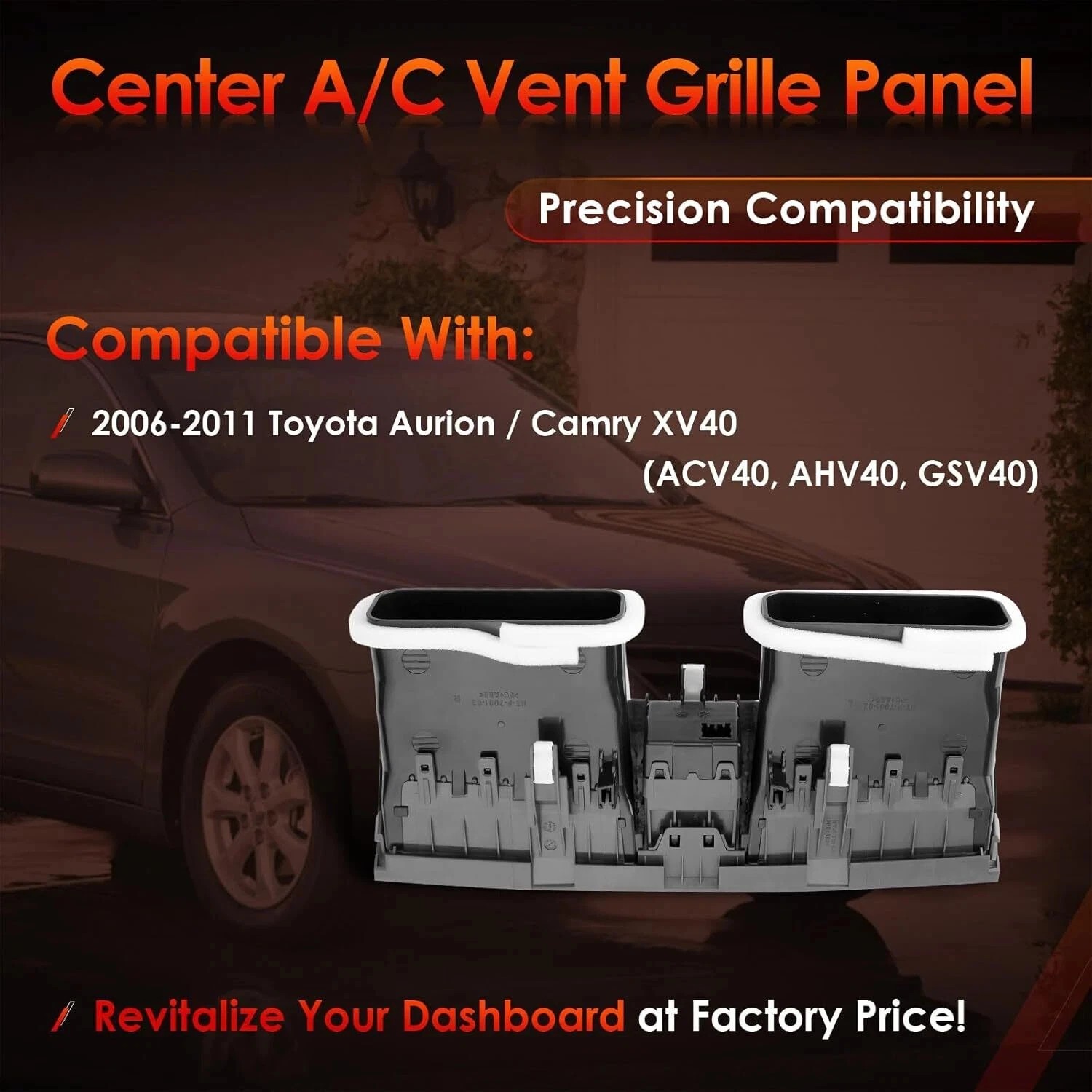 Console Dash Center Air Vents Trim Insert For 2007-2011 Toyota Aurion Camry XV40