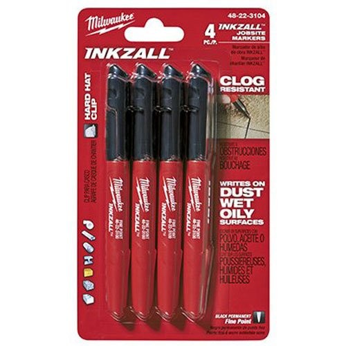 Milwaukee 48223104 Inkzall 4-pack Black Fine Point Marker