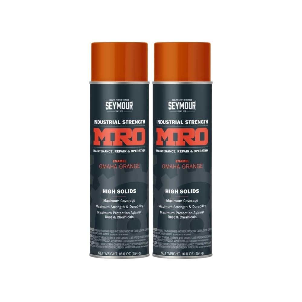 SEYMOUR 620-1450 Industrial MRO High Solids Spray Paint, Omaha Orange, 16 Ounce