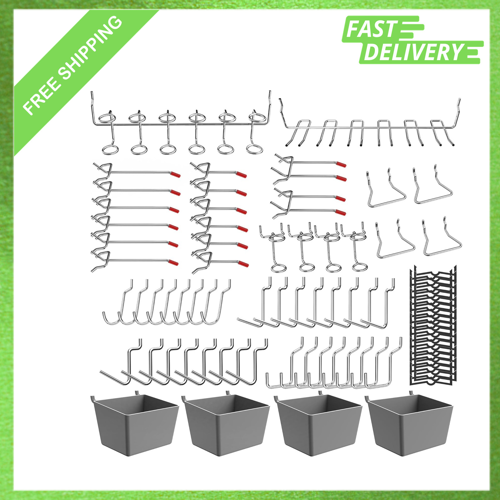 120 Piece Pegboard Hooks Set with Bins and Accessories for Garage Kitchen
