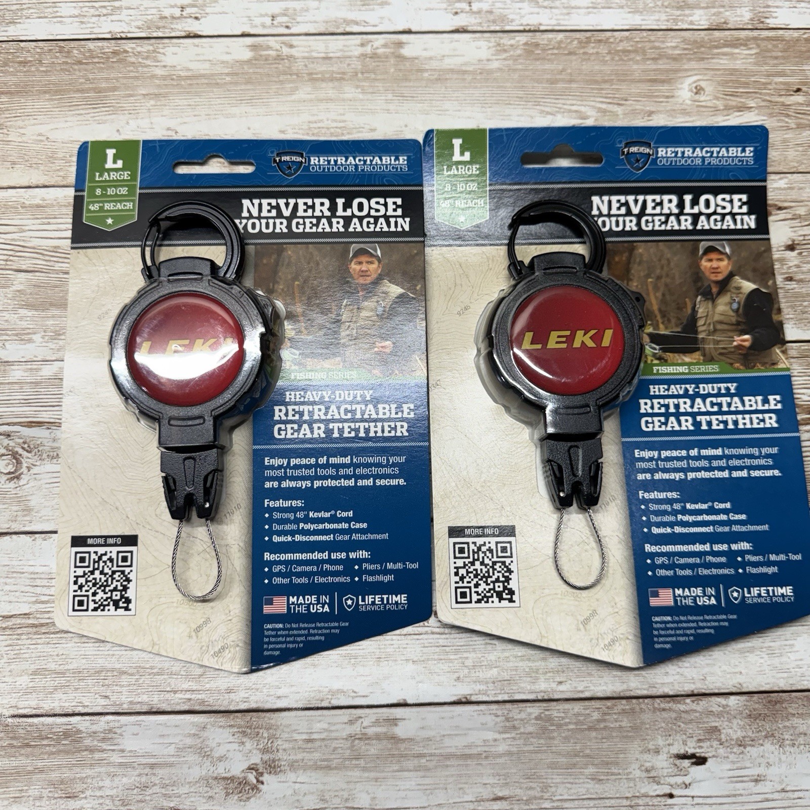 2 PACK T-Reign 48” reach Retractable Gear Tether Large OTR2-013 TRLGCA BLK FISH