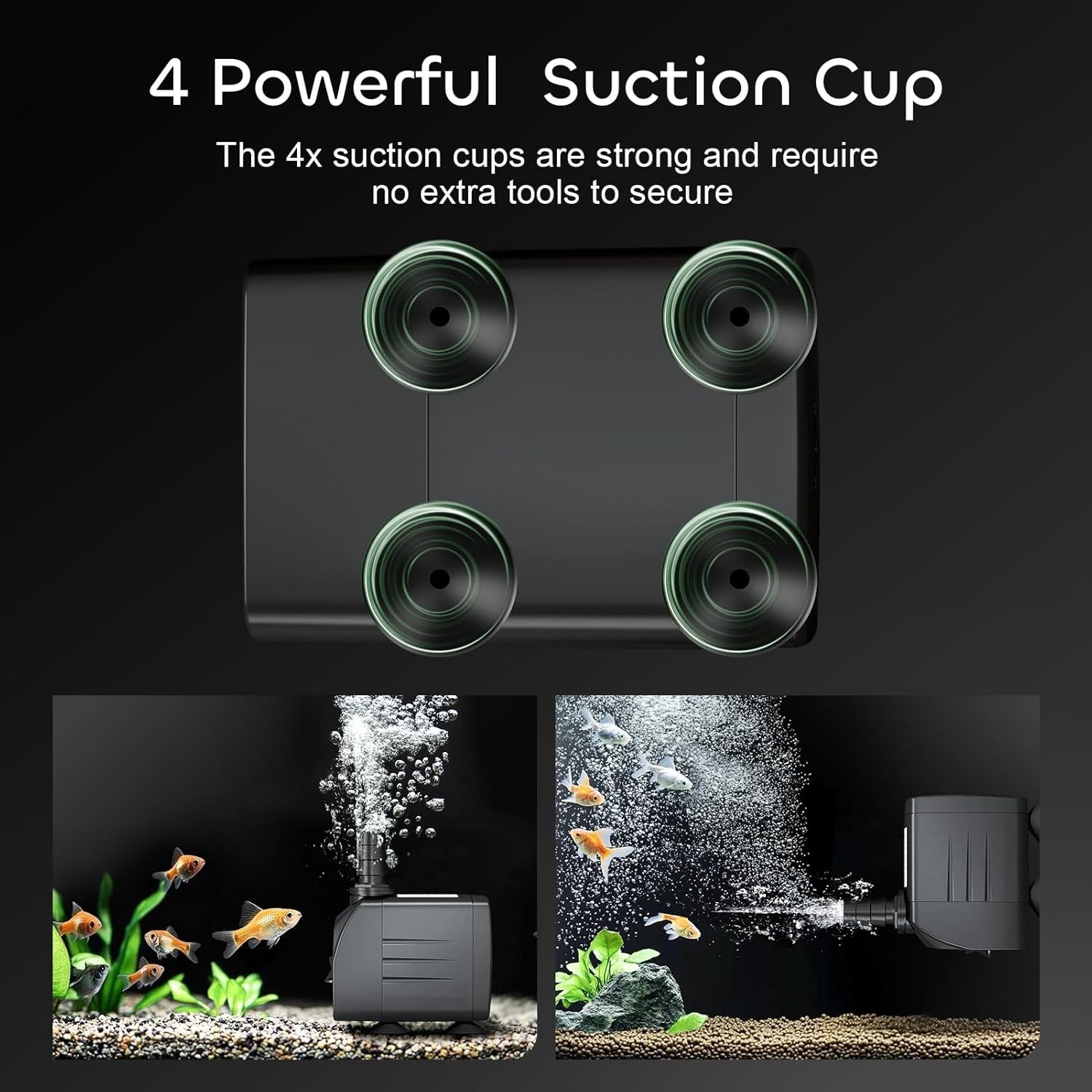 Multi-Functional Aquarium Pump with 7.2ft Lift – 3 Adjustable Nozzles Included