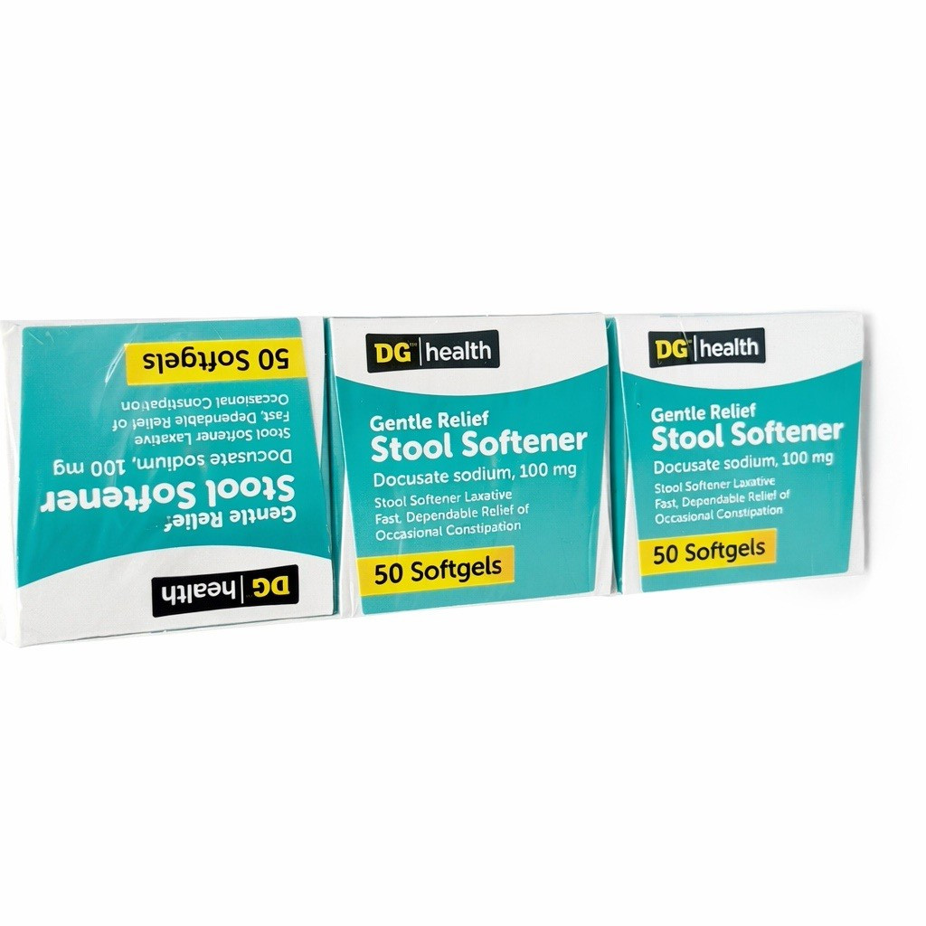 3 PACK DG Health Stool Softener Docusate Sodium Compare to Dulcolax 50 Softgels