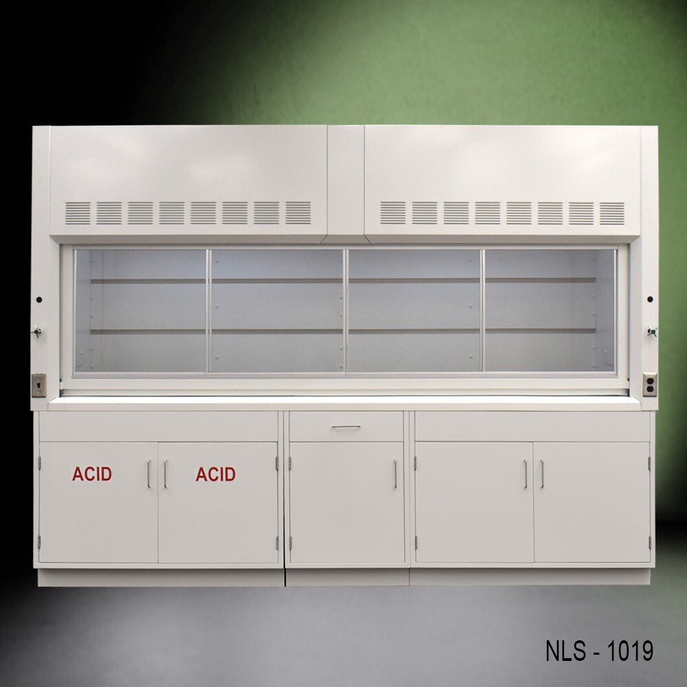 10' x 48" Laboratory Fume Hood w/ ACID & General Storage Cabinets  / E2-785