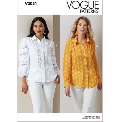 Vogue Sewing Pattern V2031 Misses' Blouses Size U5 (16-18-20-22-24) UNCUT