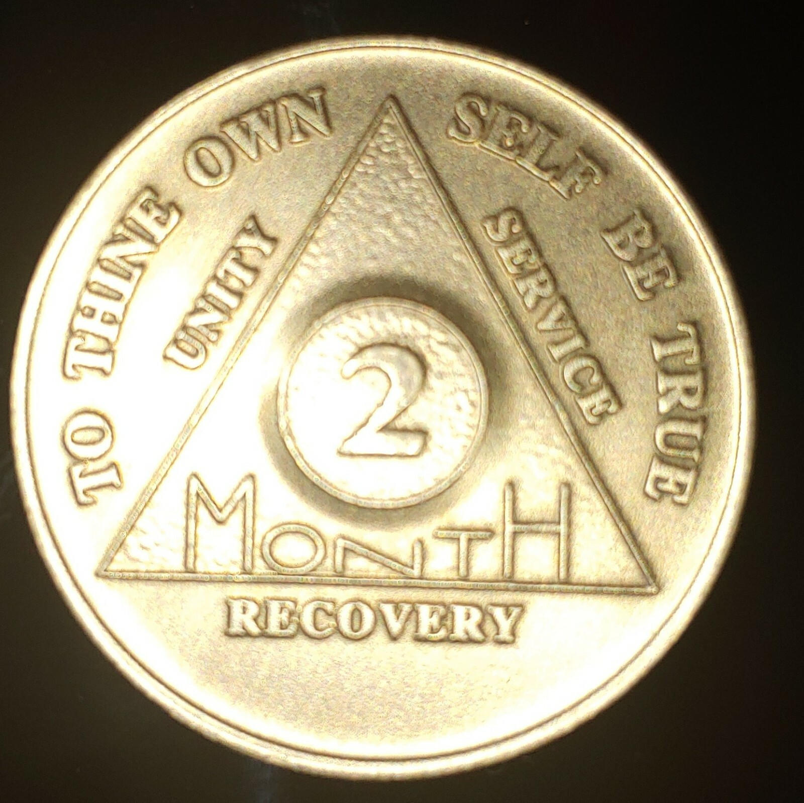 Alcoholics Anonymous AA 2 Month Bronze Medallion Coin Chip Token Sobriety Sober