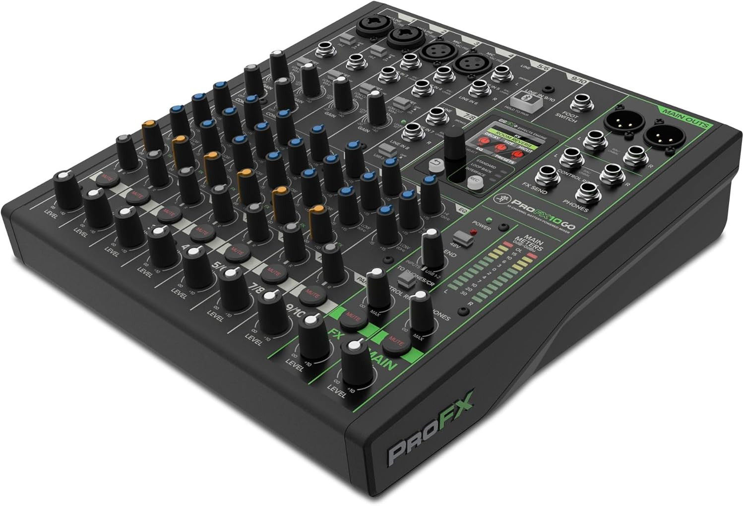 Profx10 Go Battery-Powered 10-Channel Mixer with USB and Enhanced Effects