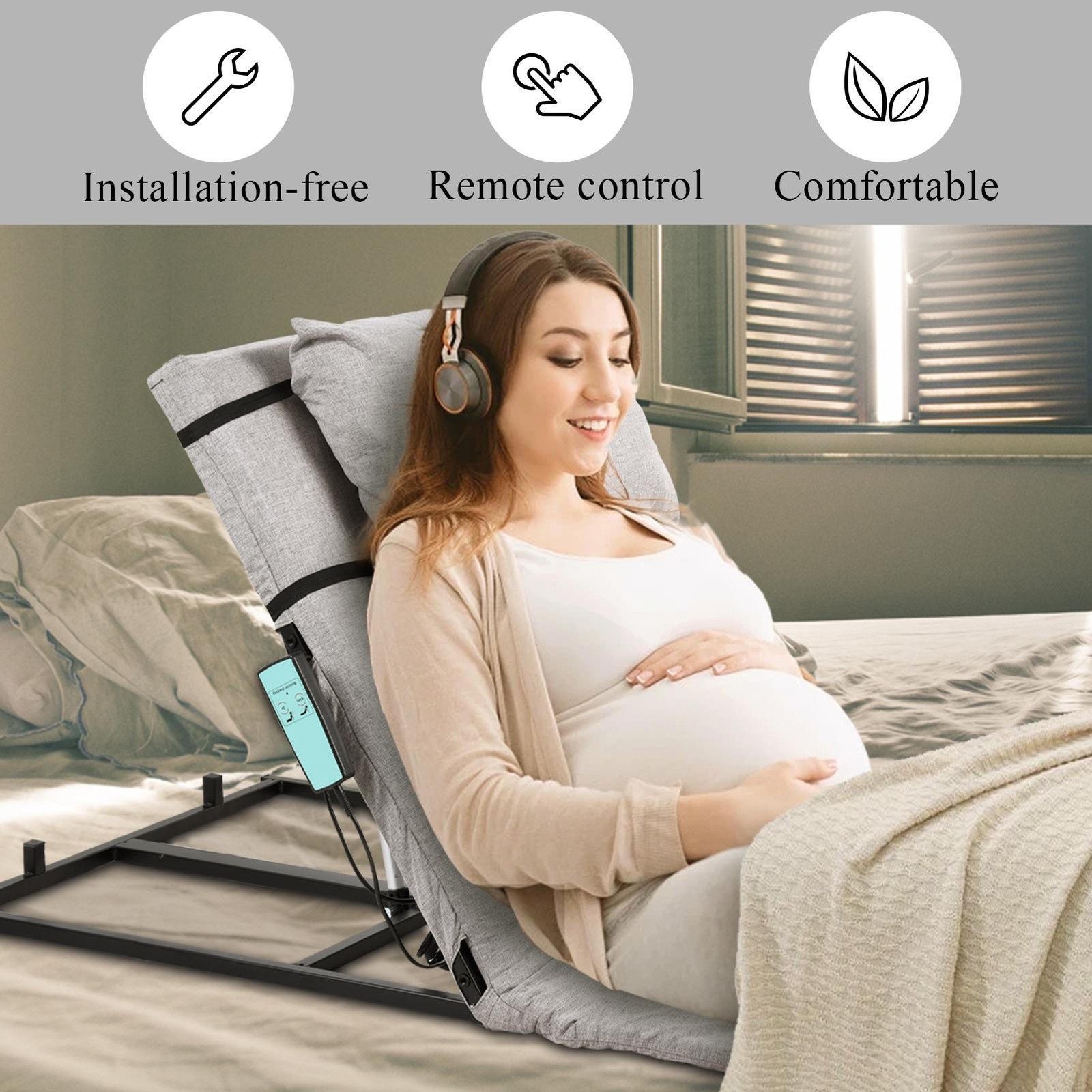 Electric Lifting Bed Backrest 2-80° Adjustable Back Rest Support